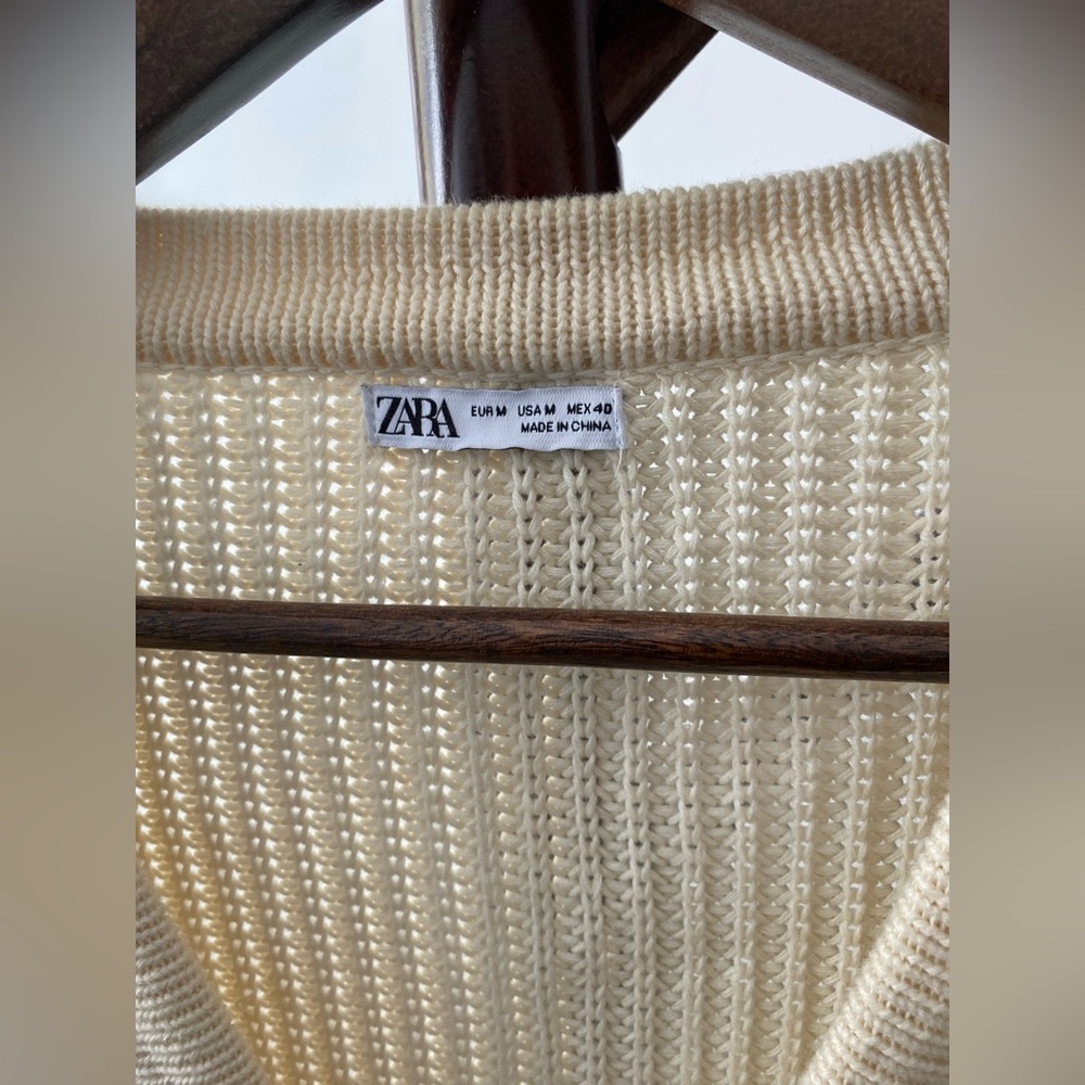 Zara Cream Cable Knit Cardigan for men - Picture 4 of 4
